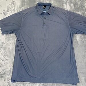 FJ FootJoy Mens Golf Polo Shirt Size XL Blue Gingham Pattern‎ Short Sleeve